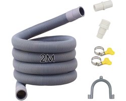 Ibenzoa® Flexibele Afvoerslang Set van 2 Meter voor Wasmachines en Vaatwassers met Accessoires