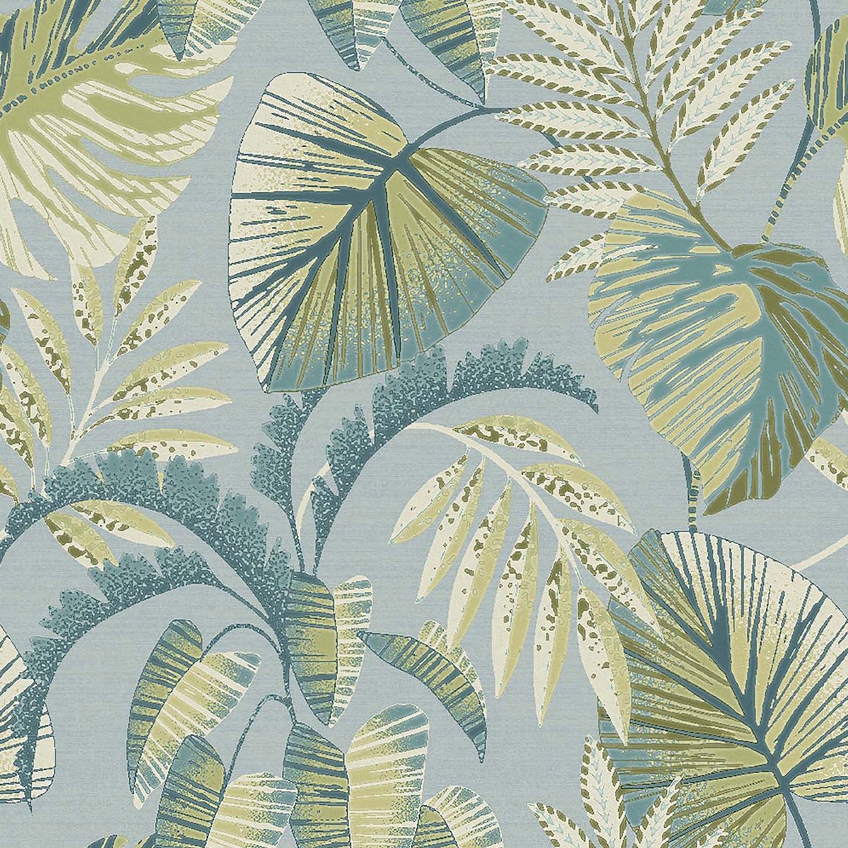 Next vliesbehang Jungle Leaves Lichtblauw 10mx52cm