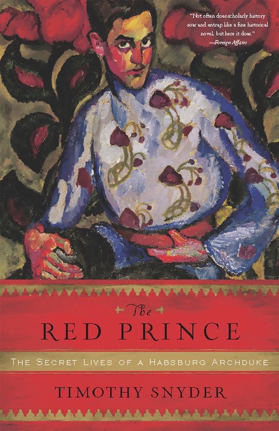 Couverture du livre 'The Red Prince' avec une peinture d'un homme en costume coloré à motifs. Le texte dit 'The Red Prince'.