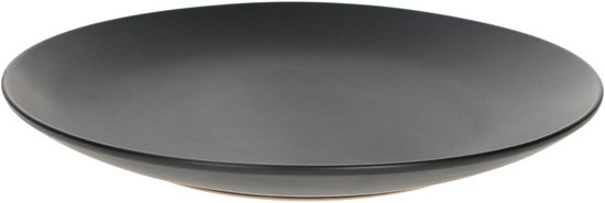 Zwarte, matte dinerbord met een diameter van 27 cm.