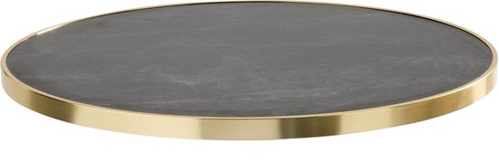Oviala Montmartre Rond Zwart Tafelblad Met Gouden Omsnoering - 60 Cm Diameter