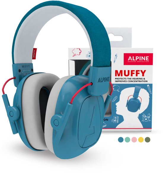 Alpine Muffy Kids Gehoorbescherming kinderen – Oorbeschermers kinderen - Oorkappen kinderen - Verminderd omgevingsgeluid en verhoogd de concentratie - Handig voor in de klas of bij luidruchtige events – Blauw – Demping 25 dB