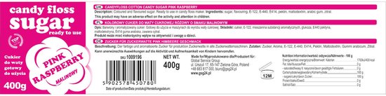 GSG24 - Cuker voor Suikerspin - Rood - Framboos Smaak - 400g — afbeelding 2