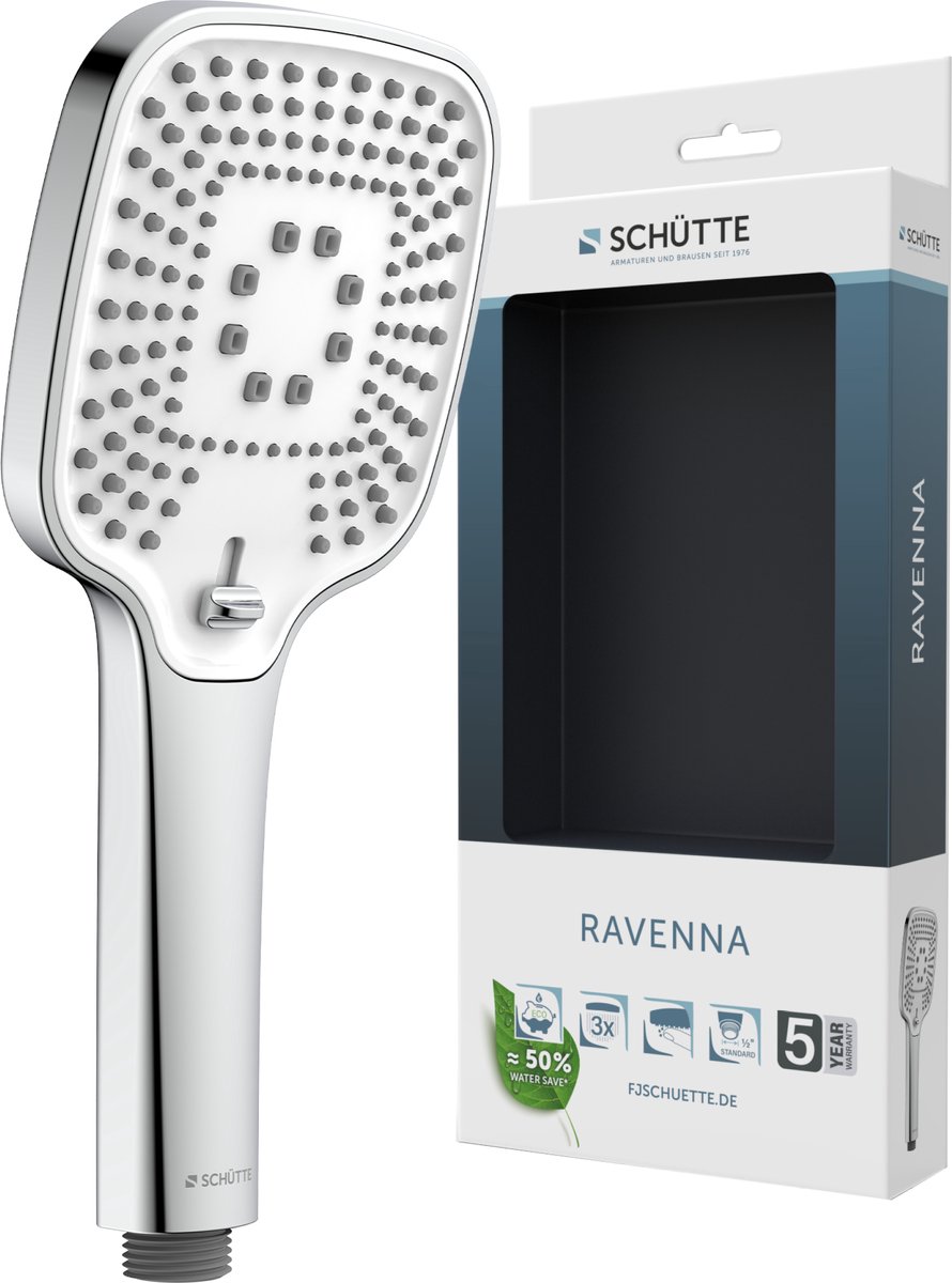 SCHÜTTE RAVENNA Handdouche - Douchekop vierkant - Chroom/Wit