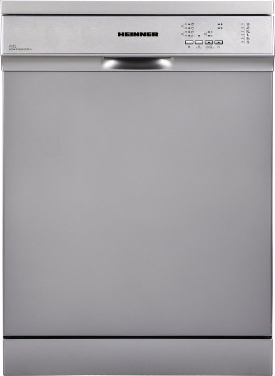 Heinner Vrijstaand Vaatwasser – 12 Couverts – 52 dB – Energieklasse E – 6 Programma’s – Aquastop – LED Display – 5 Jaar Garantie - Zilver