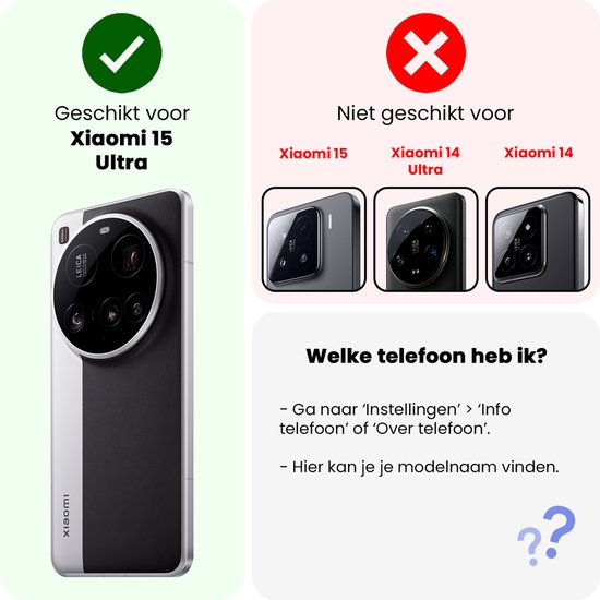Geschikt voor Xiaomi 15 Ultra, niet voor Xiaomi 15, 14 Ultra of 14.