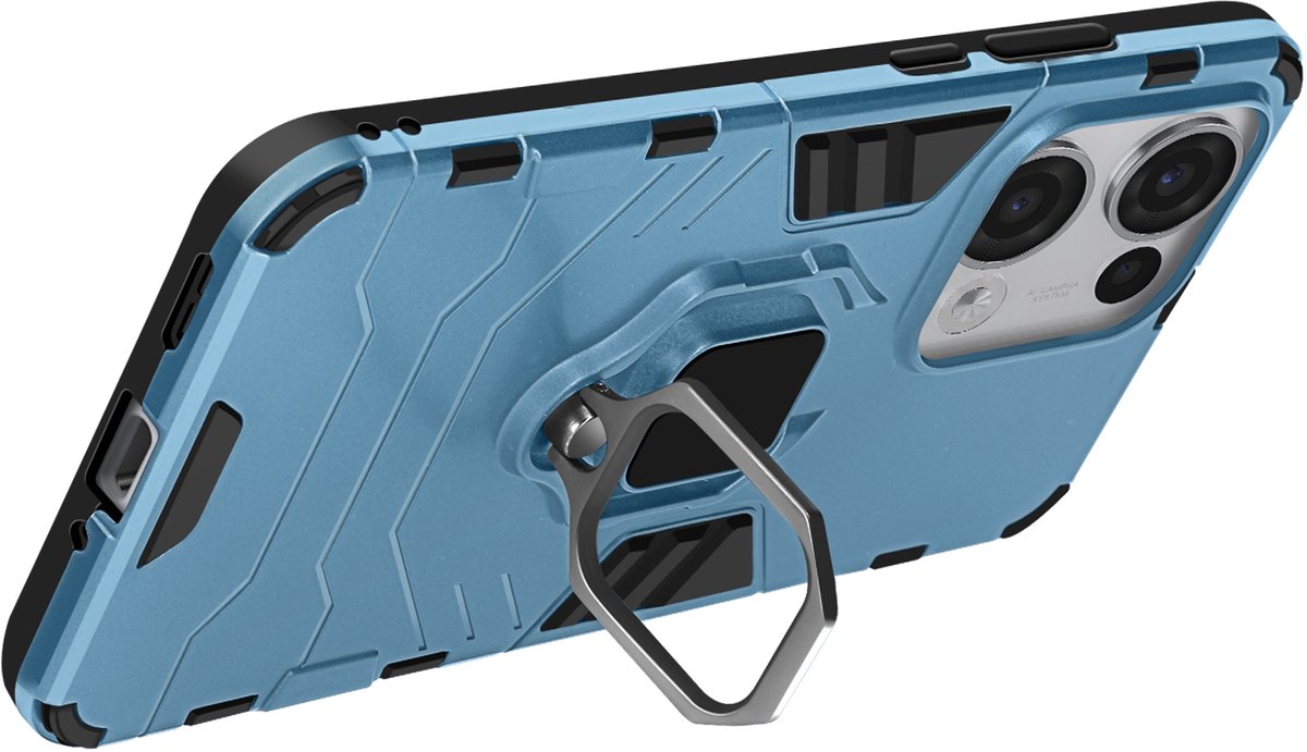 Avizar Hoesje Geschikt voor Oppo Reno 13 Schokbestendig Support Ring, Blauw