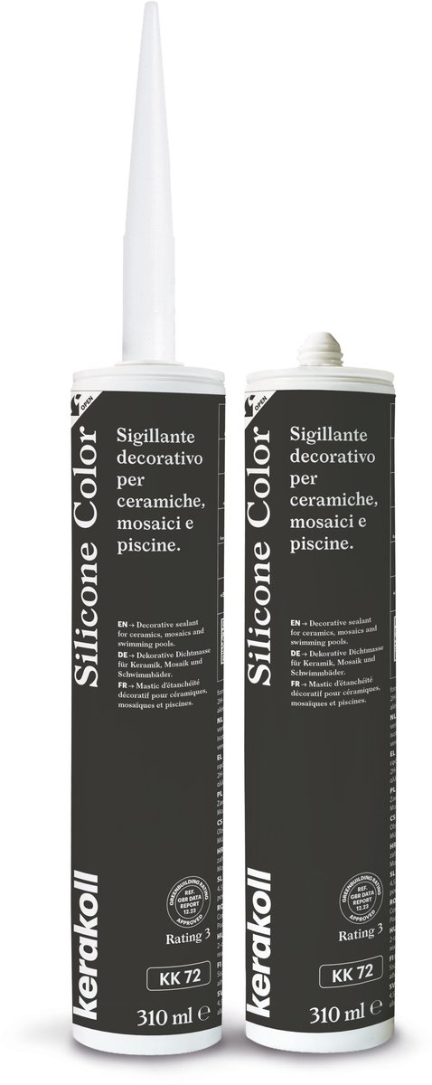 Kerakoll - Silicone Color - KK72 - Siliconenkit - Kleur 72 Licht Donker Grijs, Antraciet - Verkrijgbaar in 50 Kleuren - Greenbuild rating 3