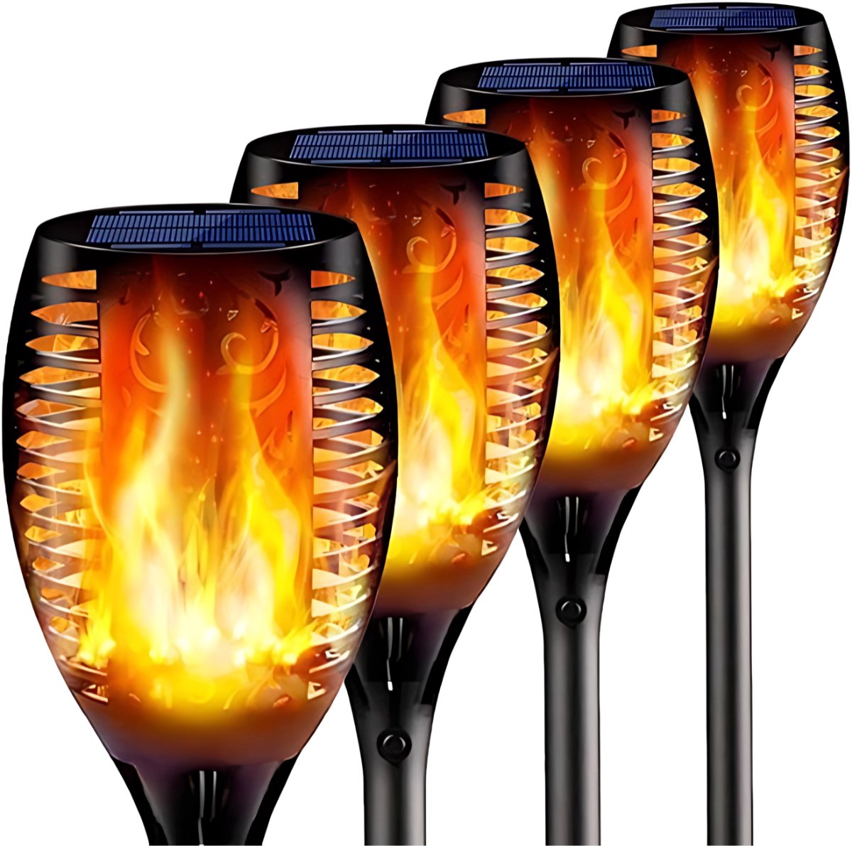 4 Stuks - Solar Tuinfakkel - XXL – Tuinverlichting op zonne-energie – Buitenverlichting - 74CM