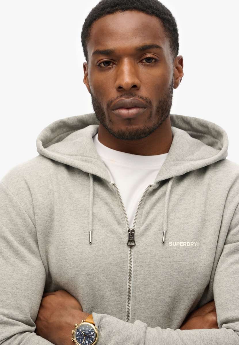 Superdry Effen hoodie met rits Heren Hoodies Grijs