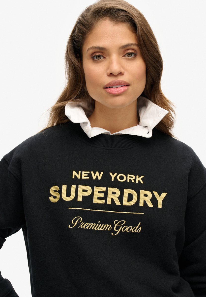 Superdry Luxe Metallic Logo Sweatshirt Dames Trui Zwart