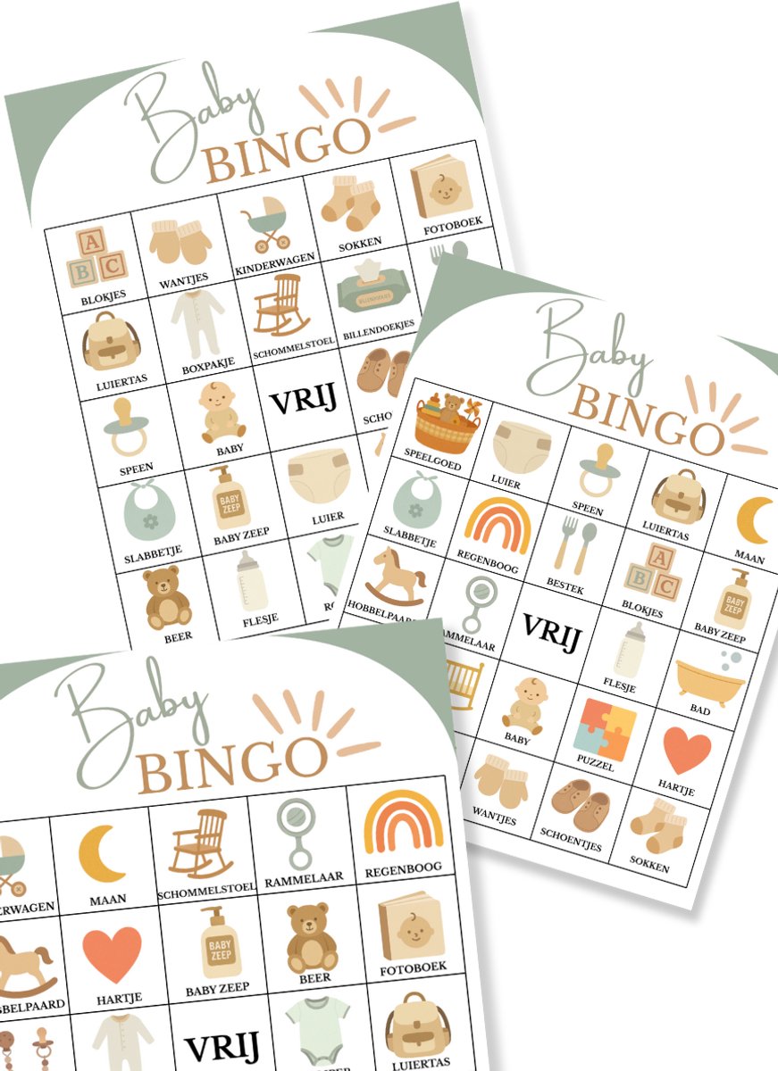 Babyshower Invulkaarten - 20 stuks - Babyshower Spelletjes - Babyshower Bingo - babyshower