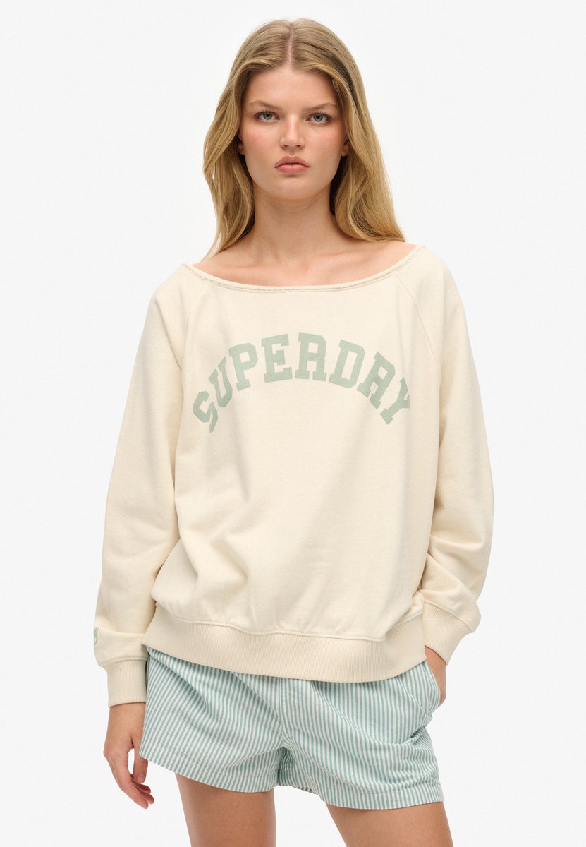 Superdry Athletic Essentials Bardot sweatshirt met ronde hals Dames Truien Wit