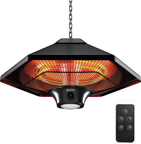 AVOID® Terrasverwarmer Elektrische SHL-2000BR – Elektrische Heater met 2000W Vermogen – Stil & Efficiënt – Hangend – Zwart