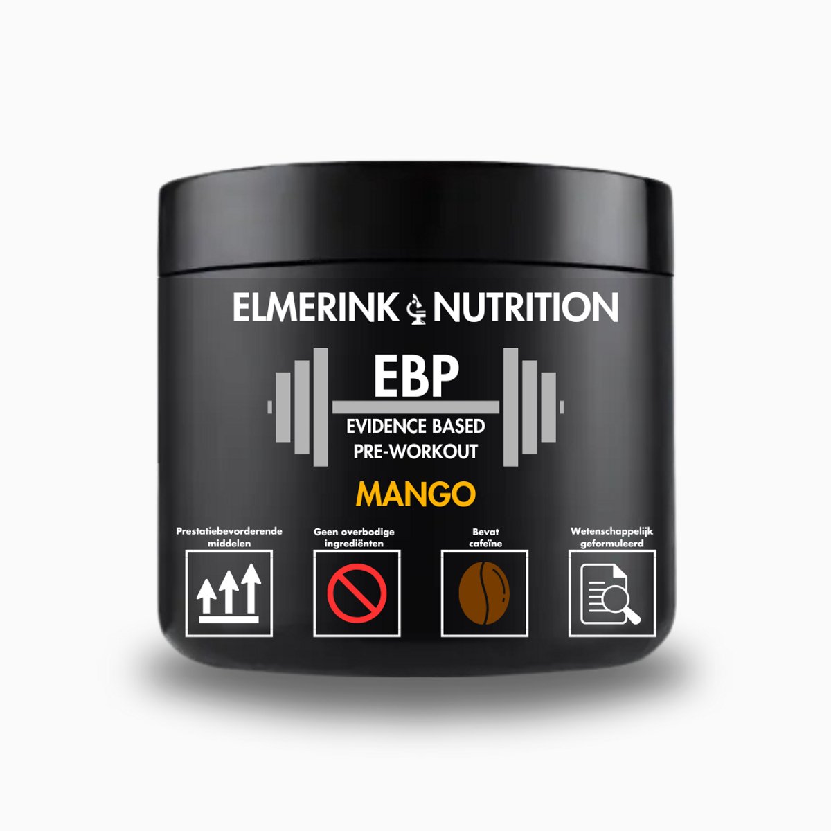 EBP Pre-Workout met Cafeïne – Mango – 30 Doseringen – Tropisch en Krachtig – Hooggedoseerde Formule voor Energie en Spierkracht – Wetenschappelijk Onderbouwd – Elmerink Nutrition
