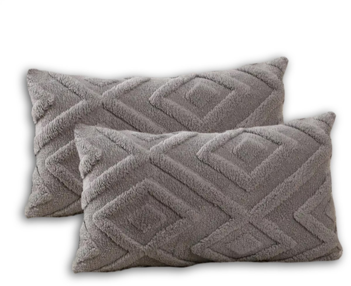 Set van 2 Sierkussens 30x50 cm | Grijs | Inclusief binnenkussens | Langwerpige, Luxe & Zachte kussens voor Bank & Woonkamer