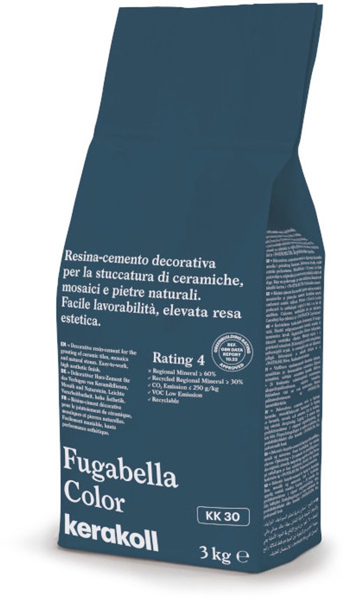 Kerakoll Fugabella Voegmiddel KK30 - Kleur 30 Blauw - 3 kg Voegmortel voor Tegels & Natuursteen - Verkrijgbaar in 50 Kleuren - Greenbuild rating 4
