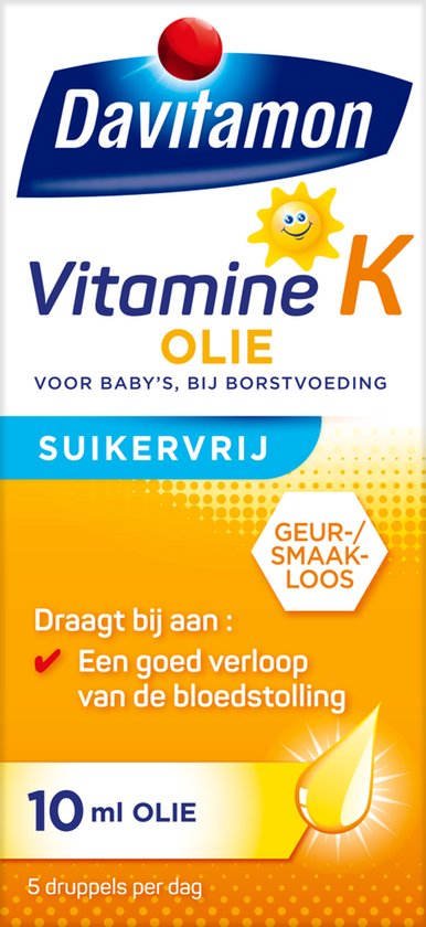 Davitamon Vitamine K Olie - vitamine K baby - speciaal ontwikkeld voor baby’s die nog borstvoeding krijgen - 10 ml