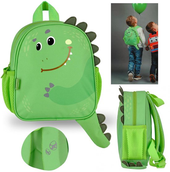 Sac à dos pour enfant garçon, Dinosaurus, petit sac à dos d'excursion avec réflecteurs 29x23x8 cm