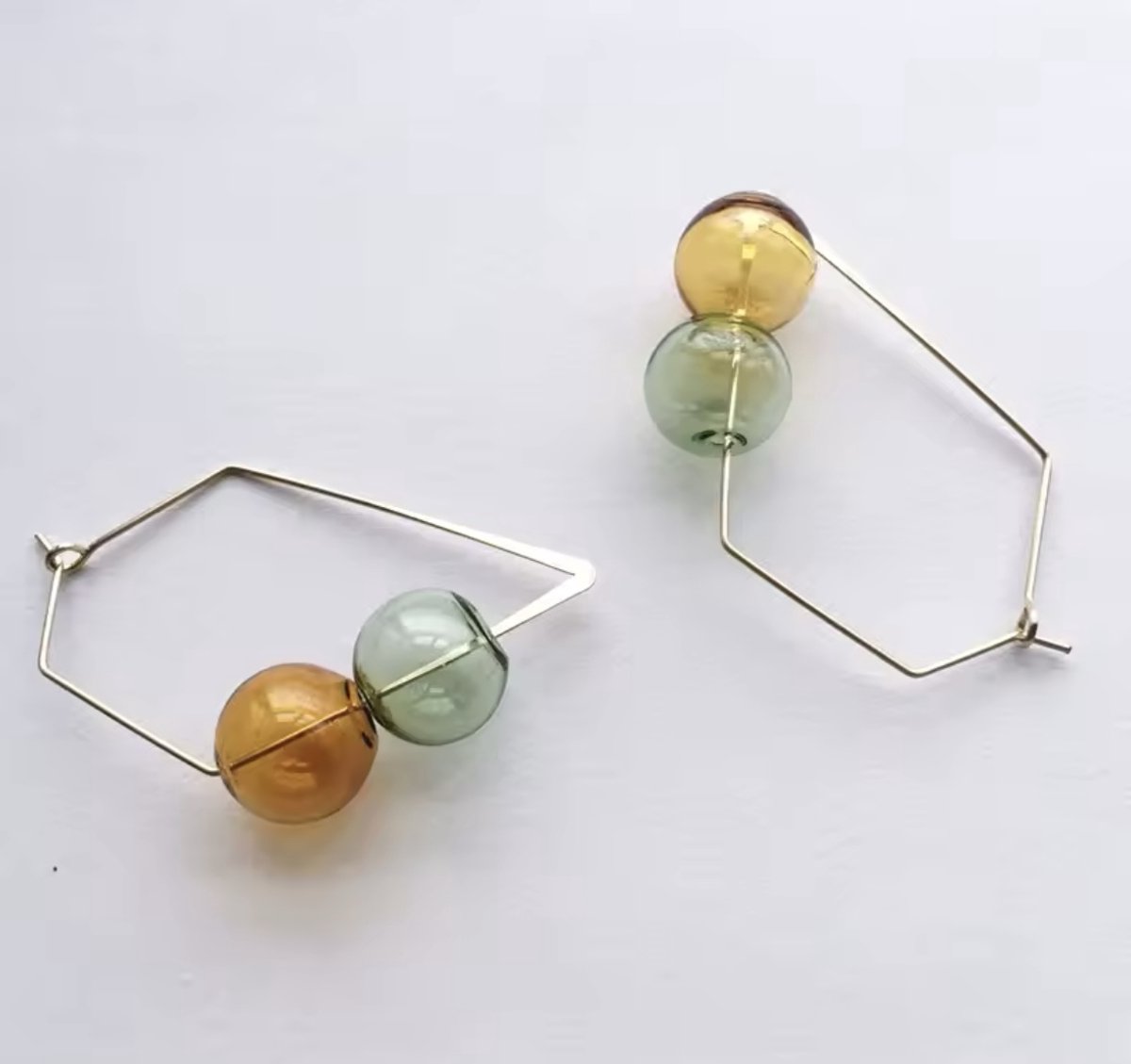 Vibe - Retro -oorbellen - oranje/groen - juweel - oorbel - geschenk - glas - accessoires
