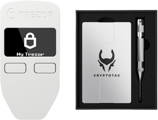 Trezor One - Wit + Cryptotag Zeus Bundel