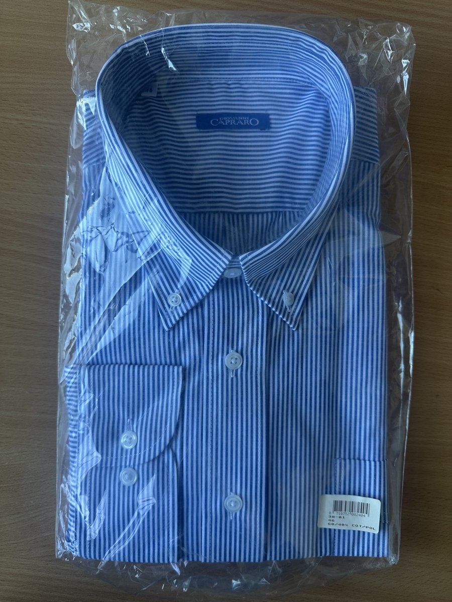 Giovanni Capraro 38-01 Heren Overhemd - Blauw Gestreept - Lange Mouw maat 46