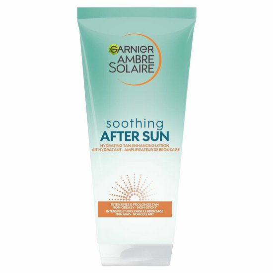 Garnier Ambre Solaire hydraterende lotion voor na het zonnen, versterkt de bruining, niet vettig, niet klevend.