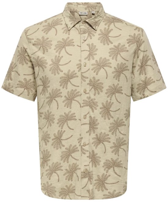 ONLY & SONS ONSMALDINI AOP REG. SS AOP JERSEY SHIRT Heren Overhemd - Irish Cream Cloud Dancer