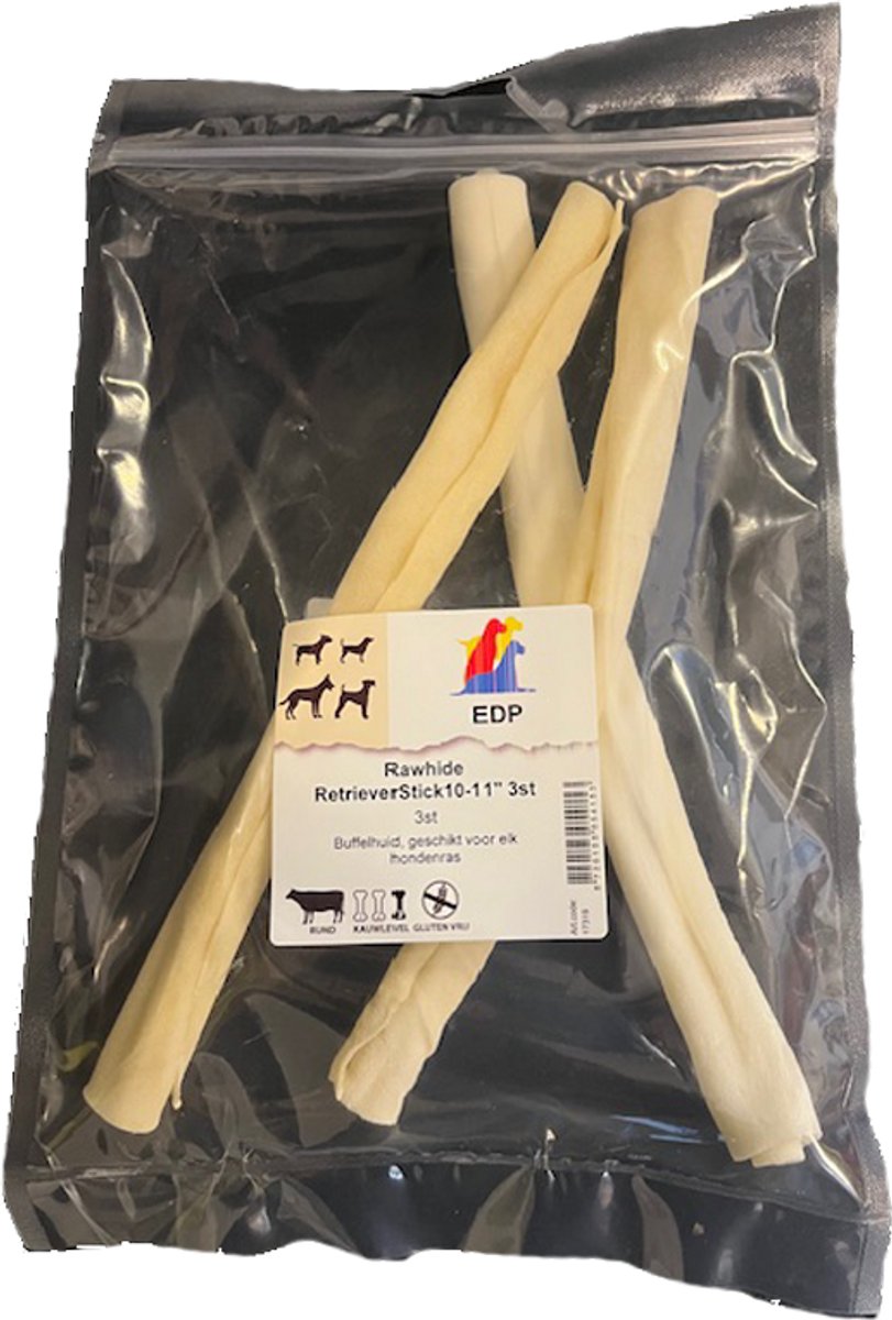 Edp Hond - Kluiven - Rawhide - 3 Retrieversticks - 25 cm - 1ST