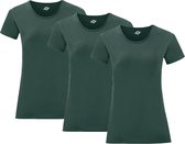 Senvi Dames t-shirt ronde hals 3-pack - Donker Groen - Maat M
