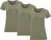 Senvi Dames t-shirt ronde hals 3-pack - Olive - Maat XL