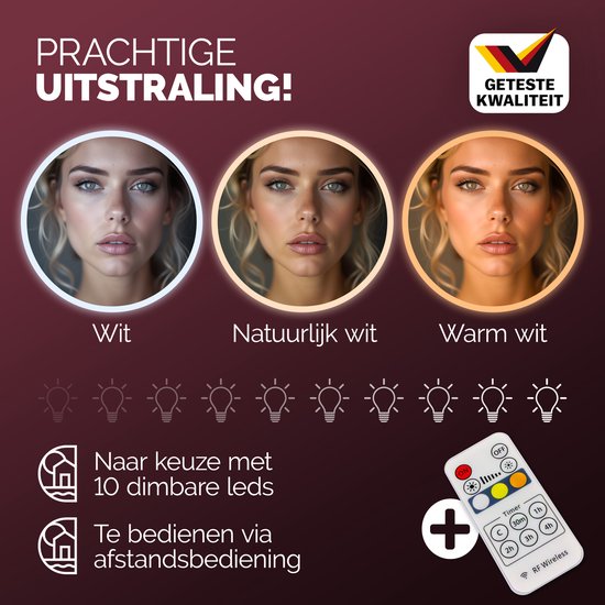 Casaria Make up Table Lucia - Siècle des Lumières Tiroir et Miroir -4 Planches - Wit