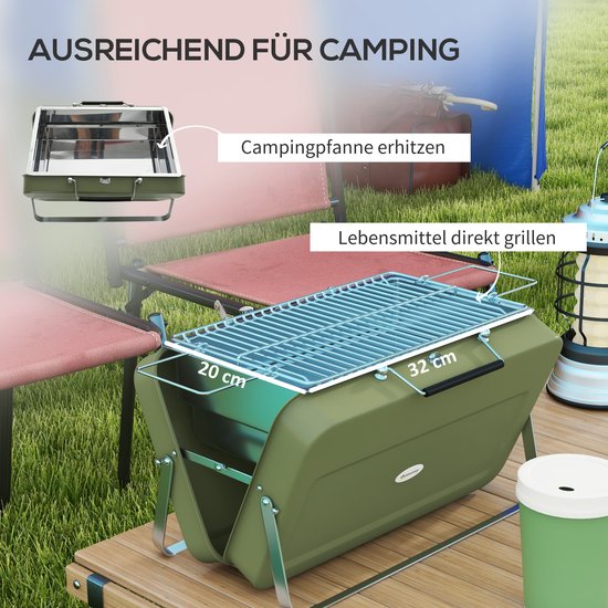 Premie Houtskool barbecue - Draagbare opvouwbare barbecue - Grilloppervlak 32x20cm - mini BBQ van Merkloos — afbeelding 5