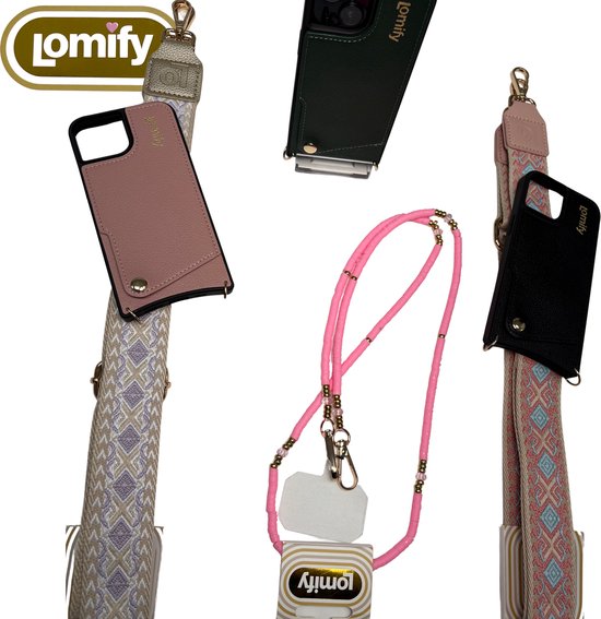 Lomify Pattern Strap cordon téléphonique universel / Lanière / sangle de téléphone avec cou d'épaule réglable 80 cm - 130 cm Beige / Pink