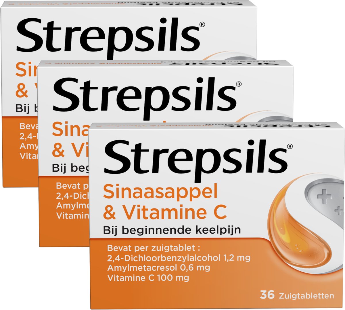 Goedkoopste Strepsils Sinaasappel & Vitamine C - 3 x 36 zuigtabletten
