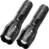 Bol.com Zaklamp LED oplaadbaar - 2 Stuks - incl batterijen - Waterdicht - Militaire zaklamp - Mini - Voor kinderen en volwassene... aanbieding