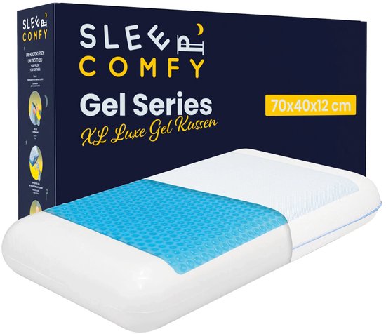 Sleep Comfy - Gel Traagschuim Serie - Hoofdkussen met koelgel - 30 dagen Proefslapen - Traagschuim Hoofdkussen - Hoofdkussen Slaapkamer - Anti Nekklachten - XL Luxe Gel Kussen | 70x40x12 cm