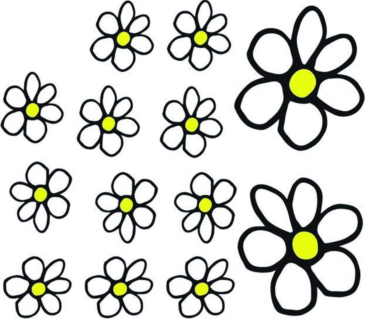 Avisa Aufkleber Flowers - weiß/gelb - 13.5x15.5cm