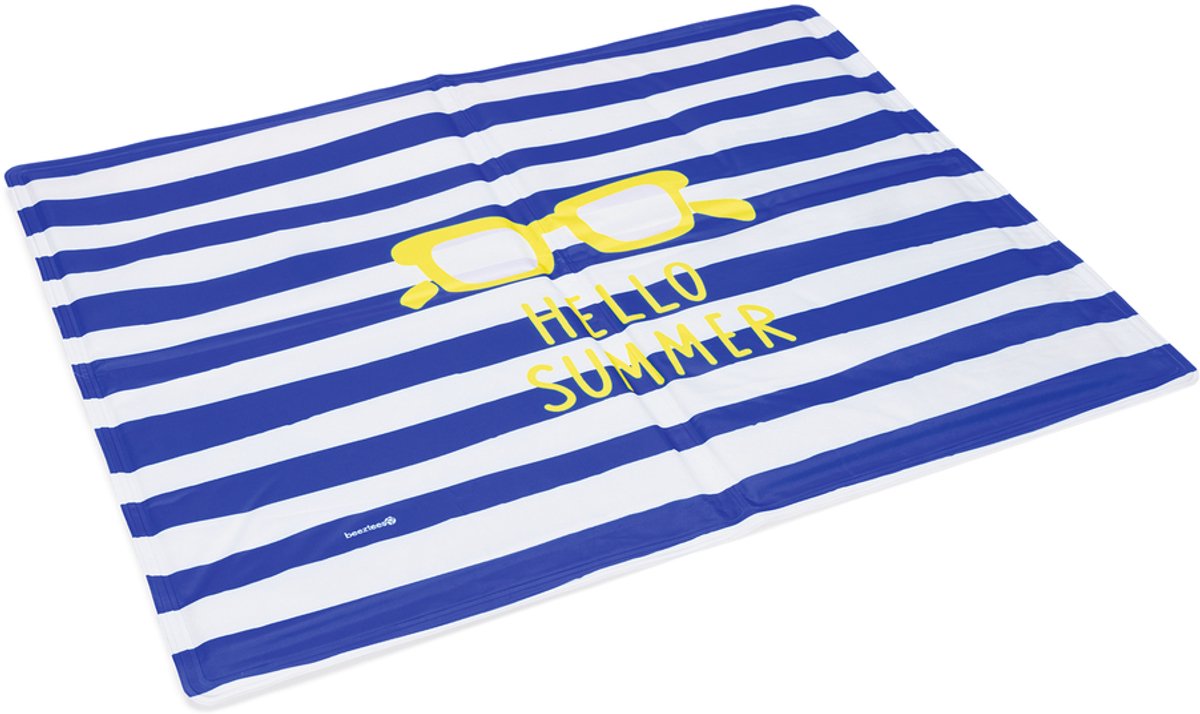 Beeztees Hello Summer koelmat 100x60 cm blauw wit zomerdesign