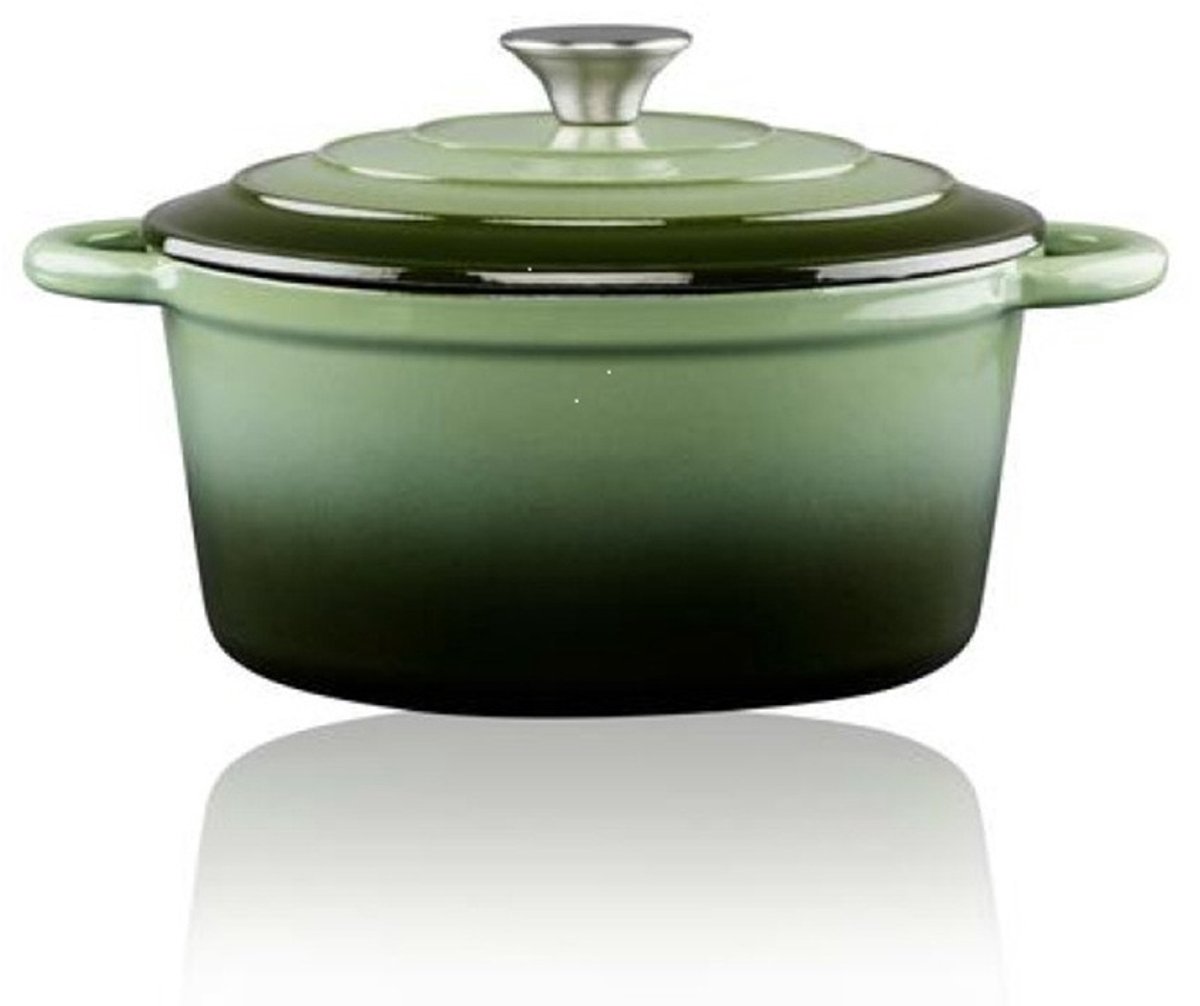 alpina Braadpan Gietijzer met Deksel - Bakpan ⌀ 24 cm - Alle Warmtebronnen - Groen