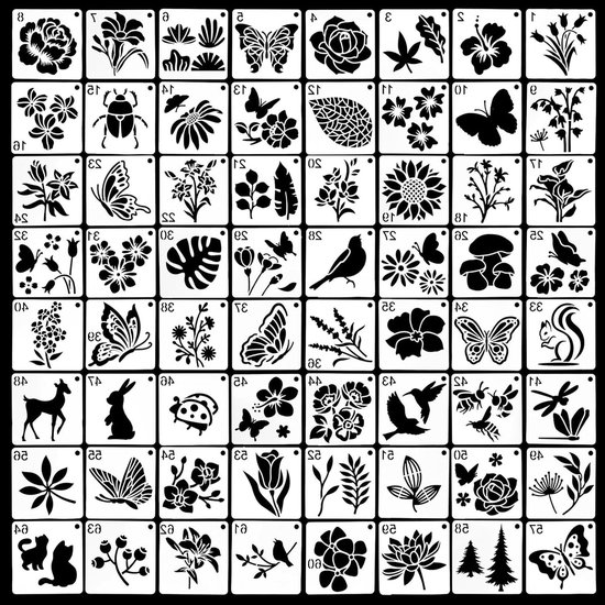 JSRQT Set van 7 grote bloemensjablonen voor het schilderen op houten muren, meubelstoffen, herbruikbare sjablonen voor tuin, hek, doe-het-zelf, woondecoratie, 25,4 x 30,5 cm