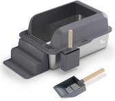 Bac à litière Petsy® Premium XXL - Parois hautes - Incl. Pelle et support - Spacieux et hygiénique - Design moderne - Facile à nettoyer