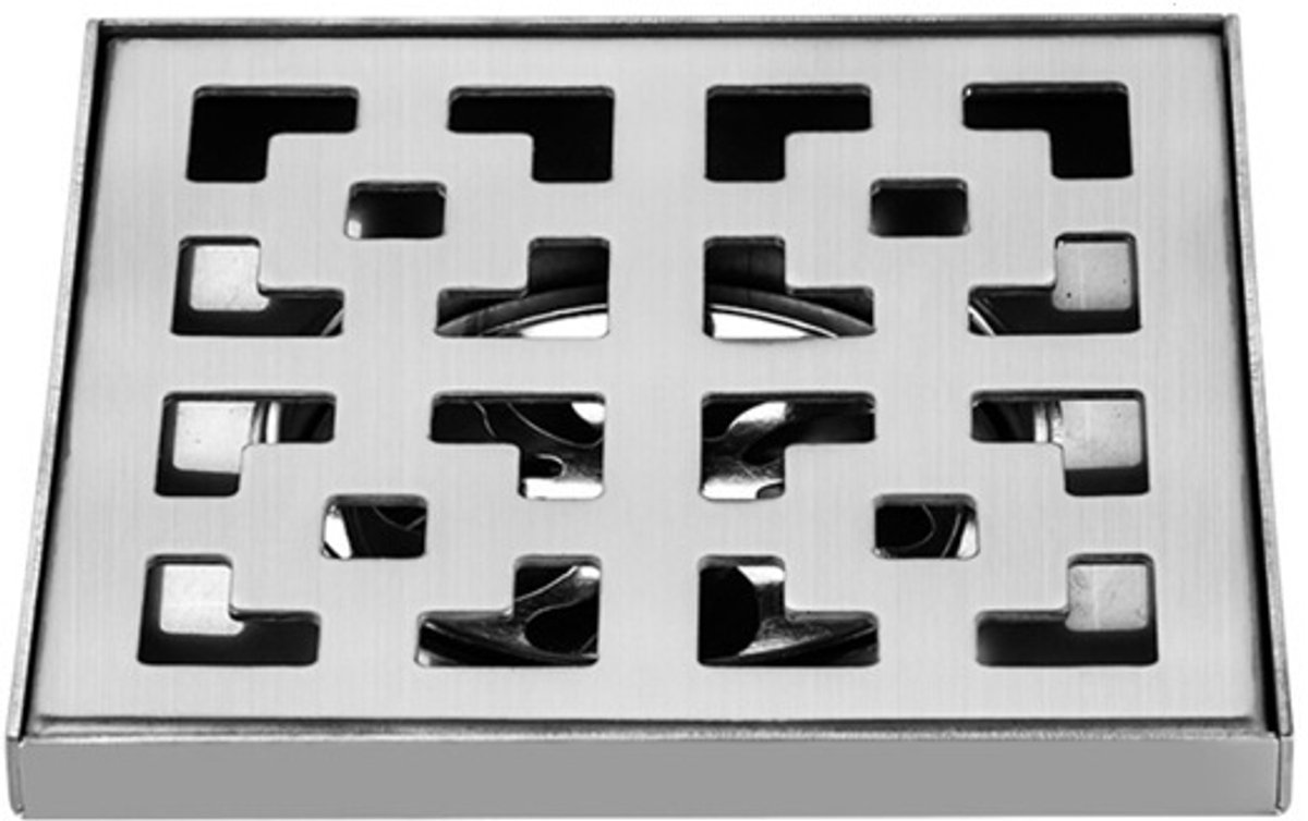 Geschikt voor Buitenvloerafvoer, vloerafvoer en doucheafvoer, afvoerputje, haarfiltervloerafvoer, zilver - 15×15cm