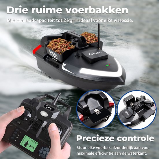 Faas Bait Boat T60 - pour la pêche à la carpe - Bateau de pêche avec télécommande, GPS, régulateur de vitesse et batterie