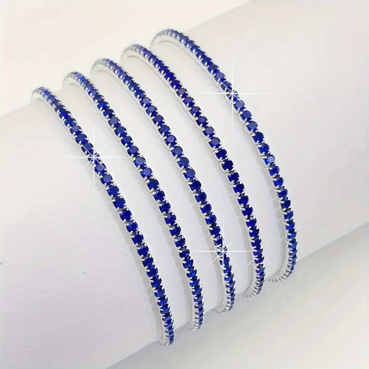 Nivard Armband - Staal - Nep Zilver - Dames - 5 St - Zilver/Blauw