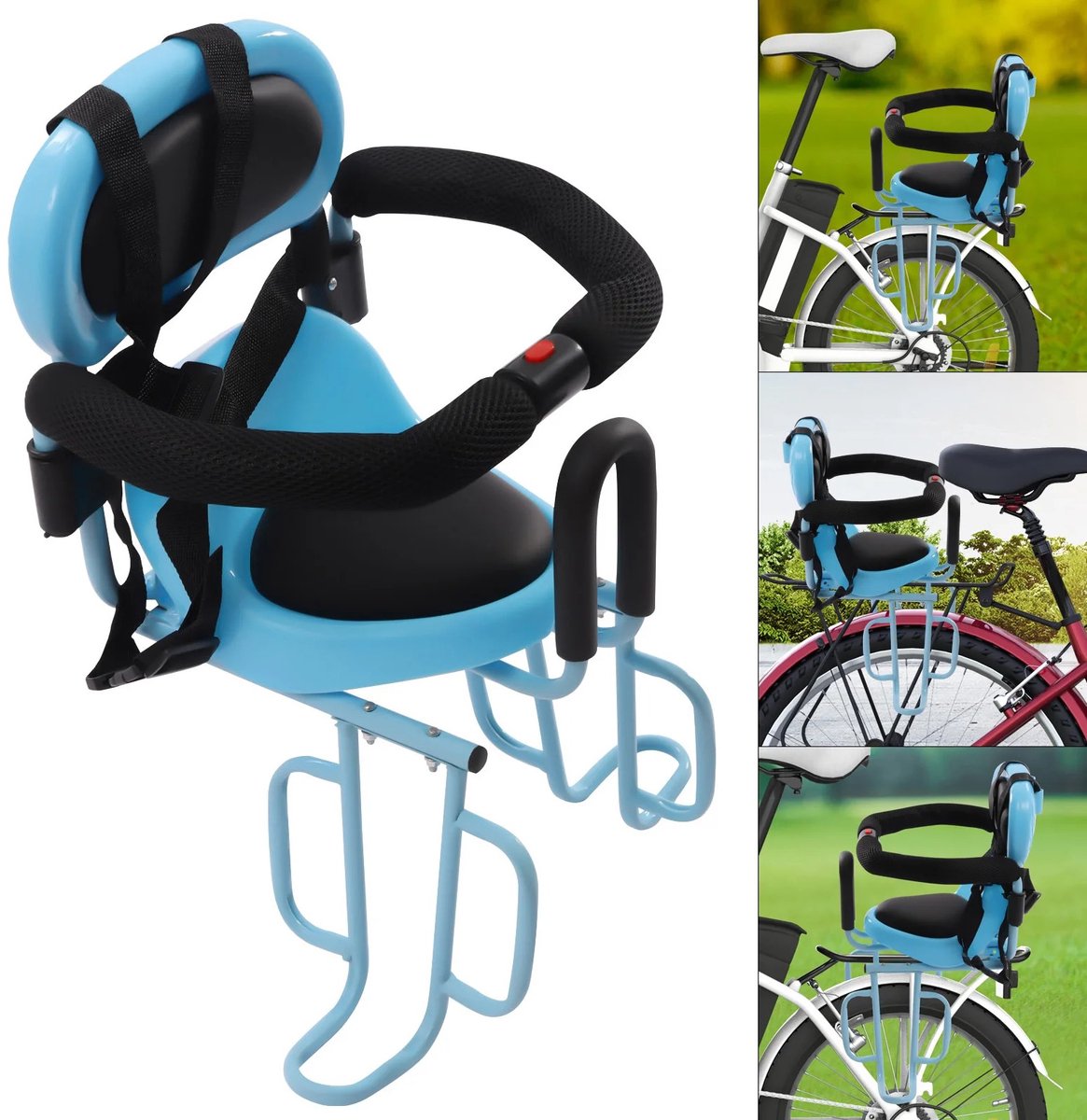 CS® - Fietsstoeltje junior- Fietsstoeltje achterzitje 6 jaar- Fietsstoeltje rugsteun- Fietsstoeltje achterzitje 4 jaar- Fietsstoeltje Achterzitje- Fietsstoeltje Achter- Voetsteun- Rood- U beugel- Met riem- Voet bescherming