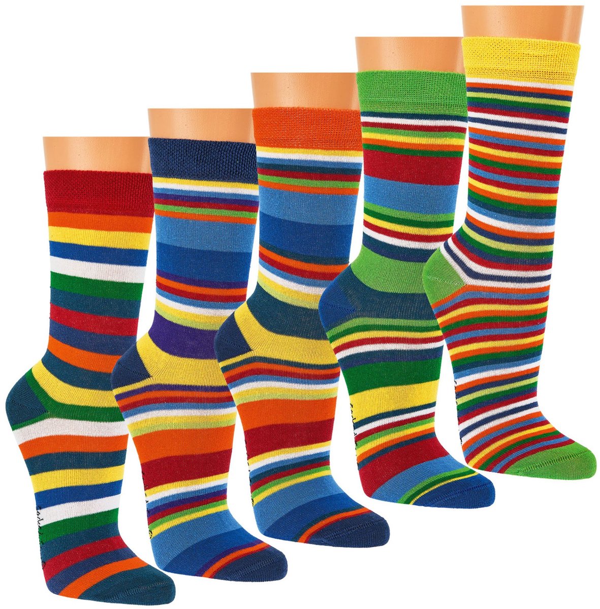 Voordeelbundel dames sokken 39-42 | vrolijke sokken | happy socks printjes | thema strepen | korting pakket 6 paar