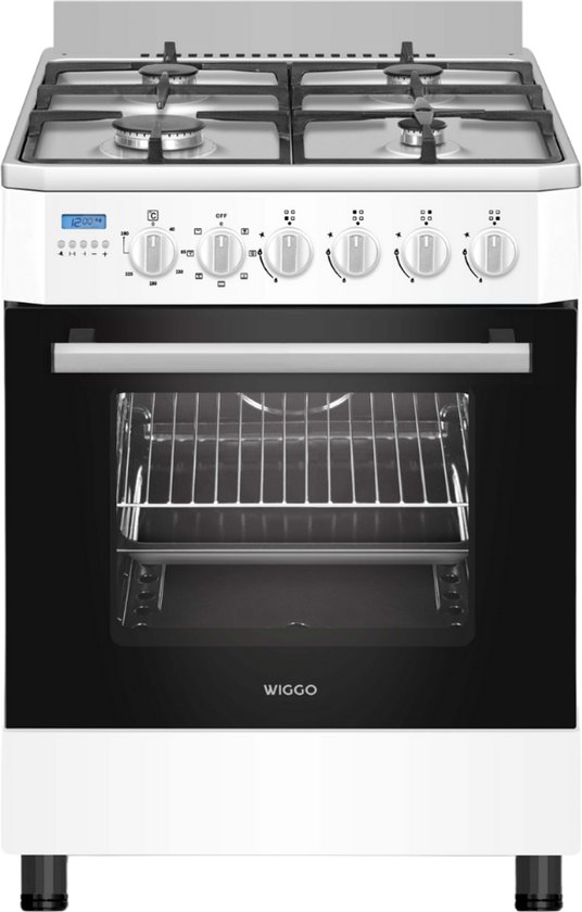 Wiggo WO-E609R(WX) - Serie 9 - 60 cm - Gasfornuis - Wit Rvs