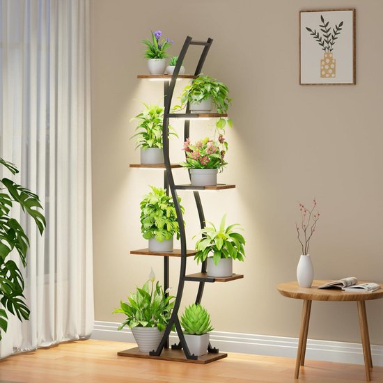 Relaxdays plantentafel binnen, 2 etages met marmerlook, hoog, moderne plantenstandaard, HBD 99 x 29 x 29 cm, goud/zwart