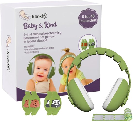 Kooshy Gehoorbescherming Kinderen - Koptelefoon Baby - 2 in 1 Verstelbaar Model - tot 4 jaar - 25DB